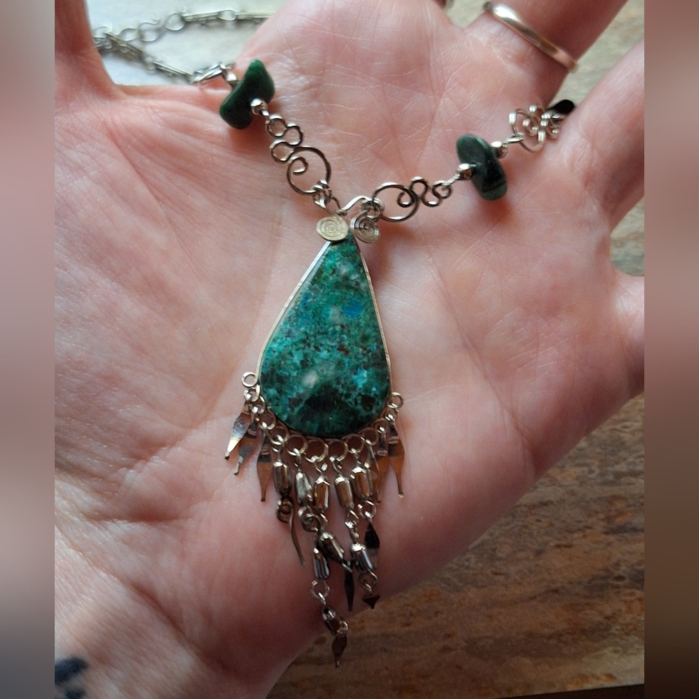 Green Stone Boho Gypsy Style Necklace